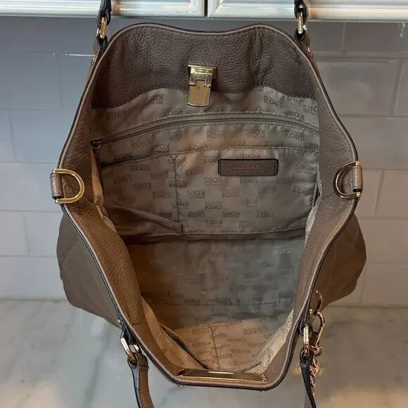 Michael Kors Bag Purse Handbag Leather Channing Large Pebbled Satchel Tote Bag - Picture 13 of 16